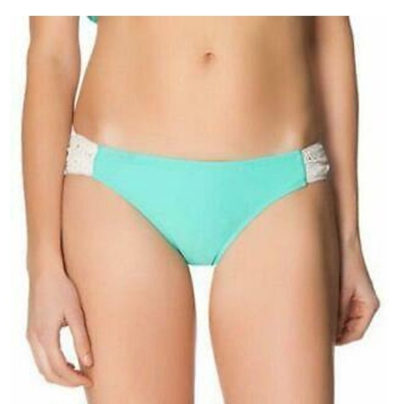 Jessica Simpson cool mint green hipster lace side tab bikini bottom size small - Picture 2 of 6